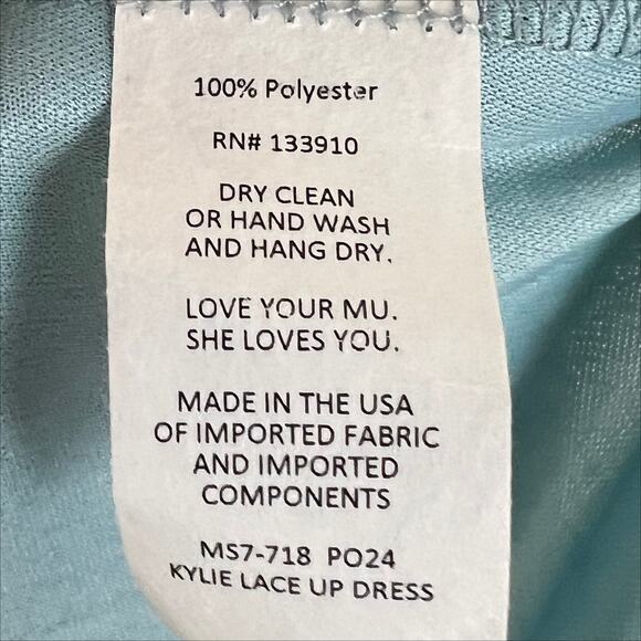 Show Me Your Mumu Kylie Lace Up Mini Dress in Poolside Chiffon Size Small - Picture 7 of 7